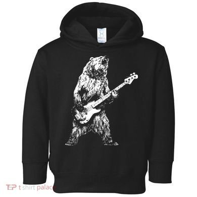 Bear Playing Bass Guitar Bear Retro Music Lovers Toddler Hoodie