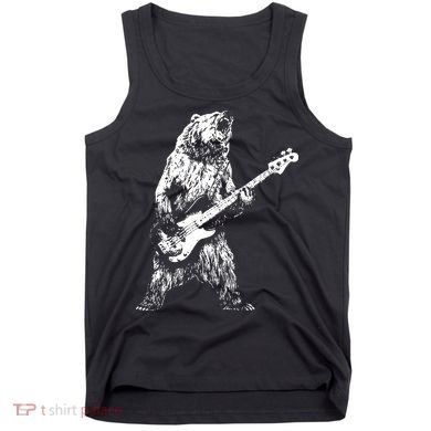 Bear Playing Bass Guitar Bear Retro Music Lovers Tank Top