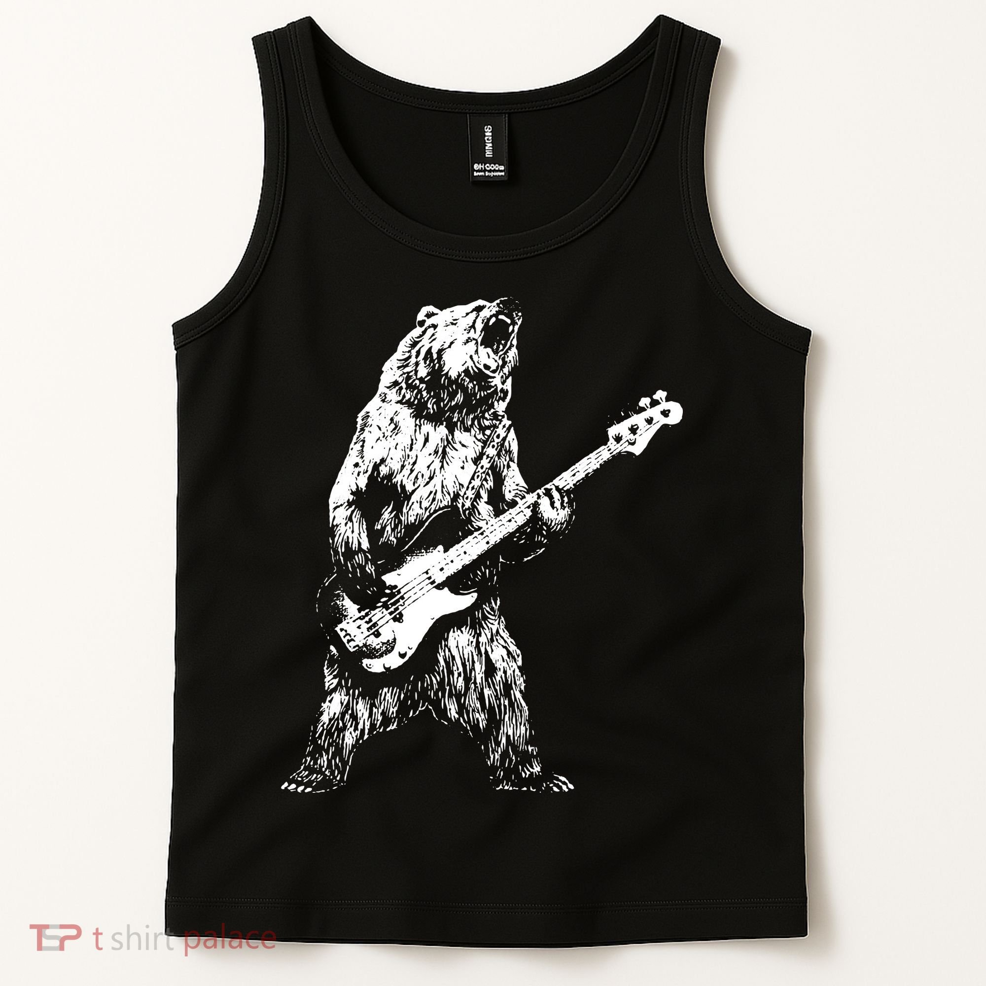 Bear Playing Bass Guitar Bear Retro Music Lovers Tank Top