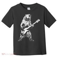 Bear Playing Bass Guitar Bear Retro Music Lovers Toddler T-Shirt thumb 0