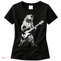 Bear Playing Bass Guitar Bear Retro Music Lovers Women's T-Shirt thumb 0