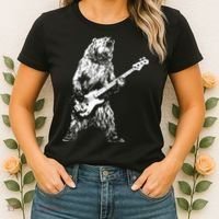 Bear Playing Bass Guitar Bear Retro Music Lovers Women's T-Shirt thumb 2