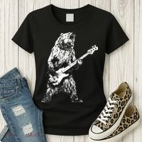 Bear Playing Bass Guitar Bear Retro Music Lovers Women's T-Shirt thumb 3