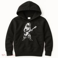 Bear Playing Bass Guitar Bear Retro Music Lovers Kids Hoodie thumb 0