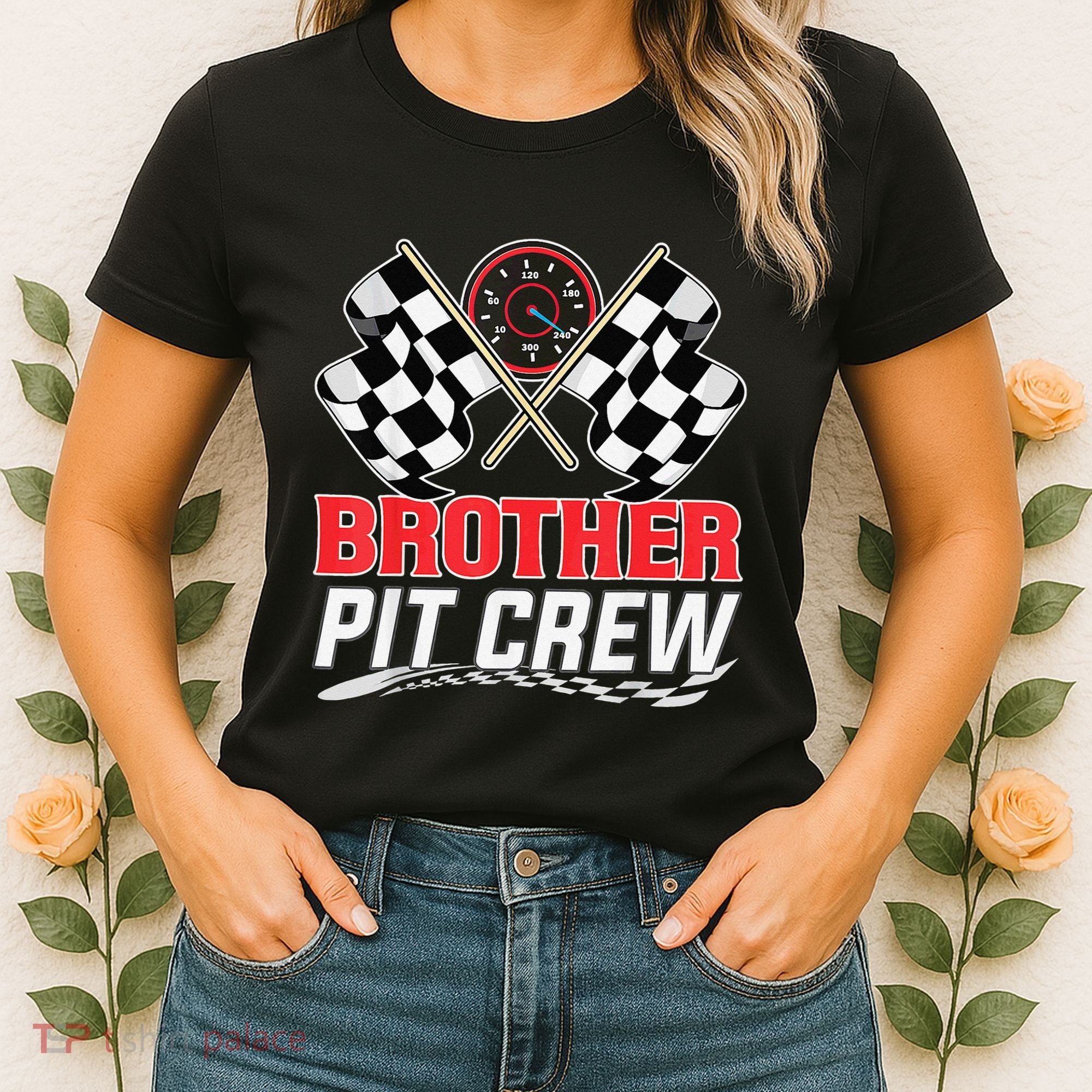 Brother Pit Crew Race Car Birthday Party Racing Family Women's T-Shirt