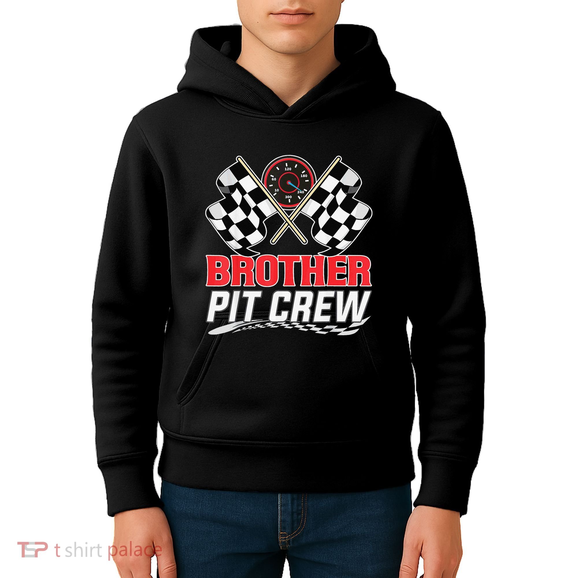 Brother Pit Crew Race Car Birthday Party Racing Family Kids Hoodie