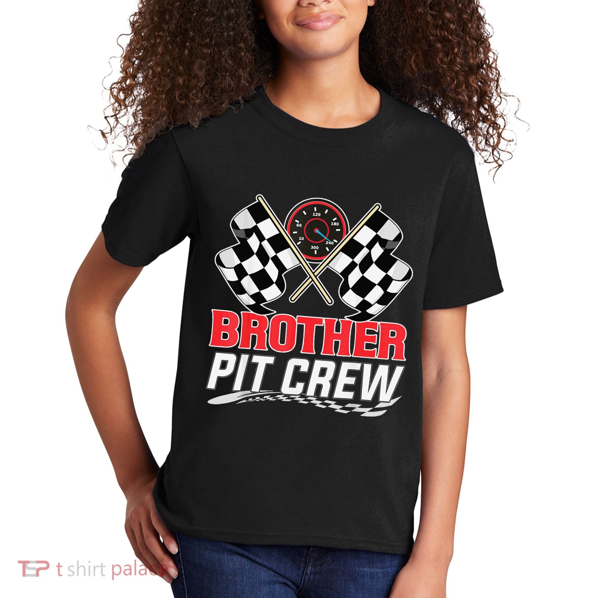 Brother Pit Crew Race Car Birthday Party Racing Family Kids T-Shirt