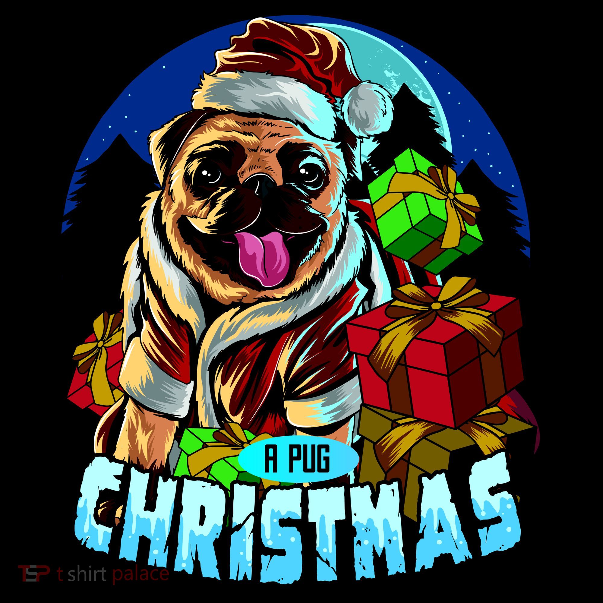 Best Pug Christmas USA-Made Doggie Bandana