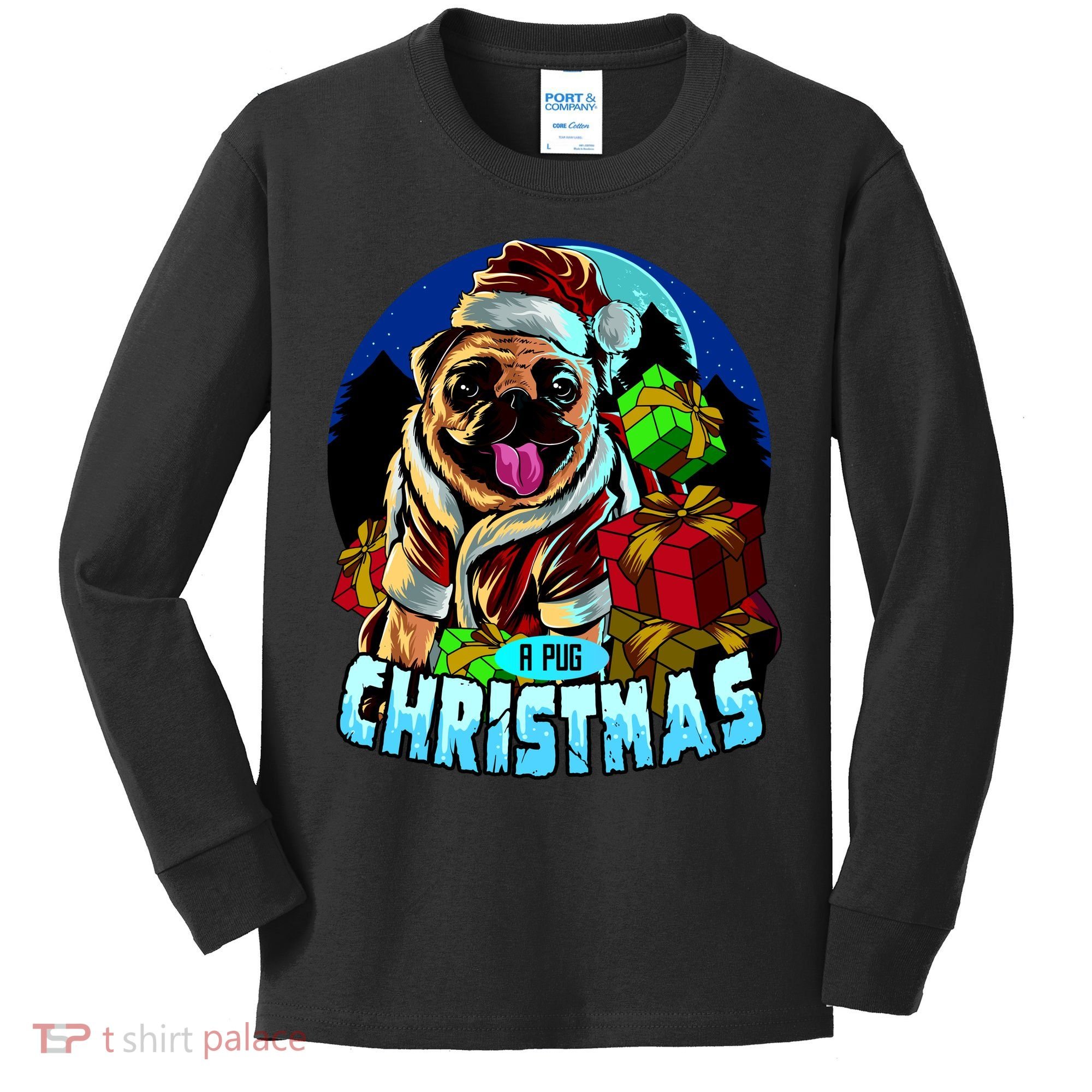 Best Pug Christmas Kids Long Sleeve Shirt