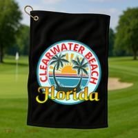Beach Please Clearwater Beach Florida Beach Spring Break Cute Gift Golf Towel thumb 1