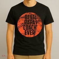 Best Papa Coach Ever Basketball Cool Sports Team Dad Father T-Shirt thumb 3