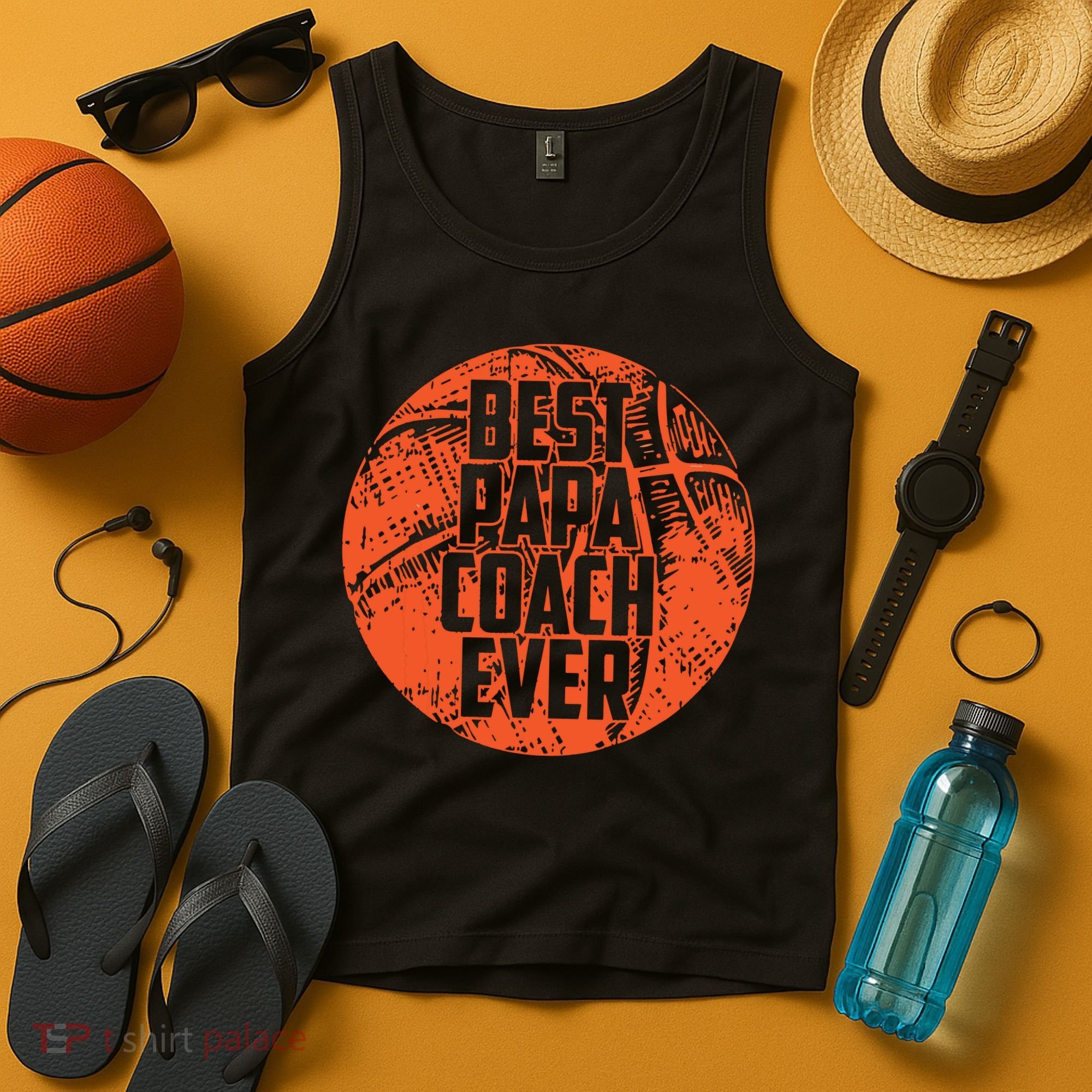 Best Papa Coach Ever Basketball Cool Sports Team Dad Father Tank Top