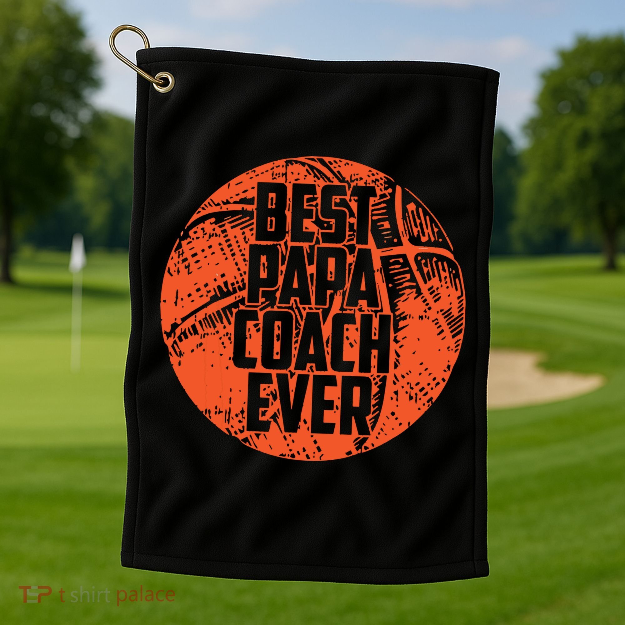 Best Papa Coach Ever Basketball Cool Sports Team Dad Father Golf Towel