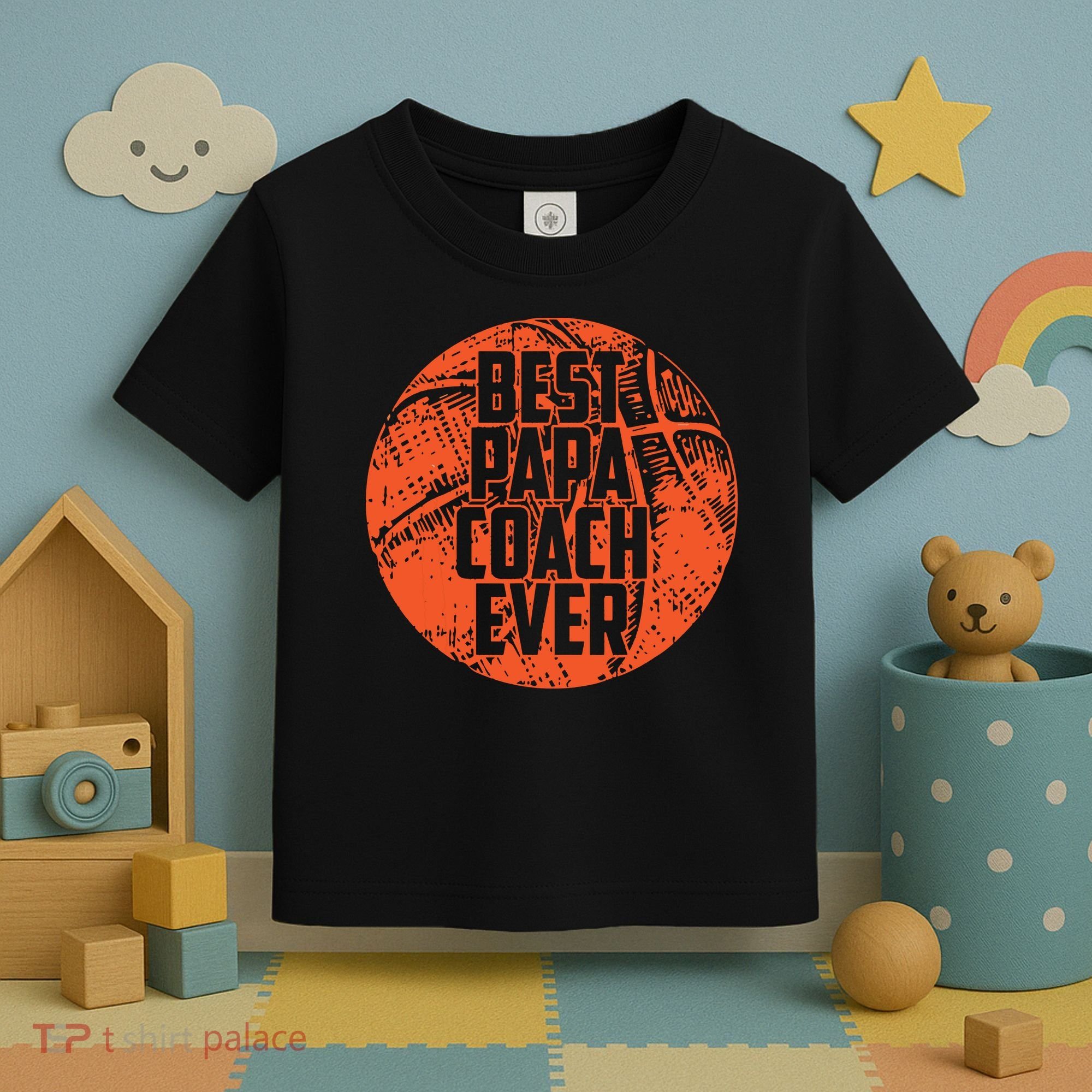 Best Papa Coach Ever Basketball Cool Sports Team Dad Father Toddler T-Shirt