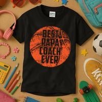 Best Papa Coach Ever Basketball Cool Sports Team Dad Father Kids T-Shirt thumb 3