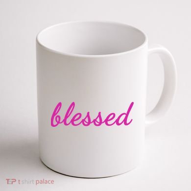 Blessed Pink Christian Coffee Mug back