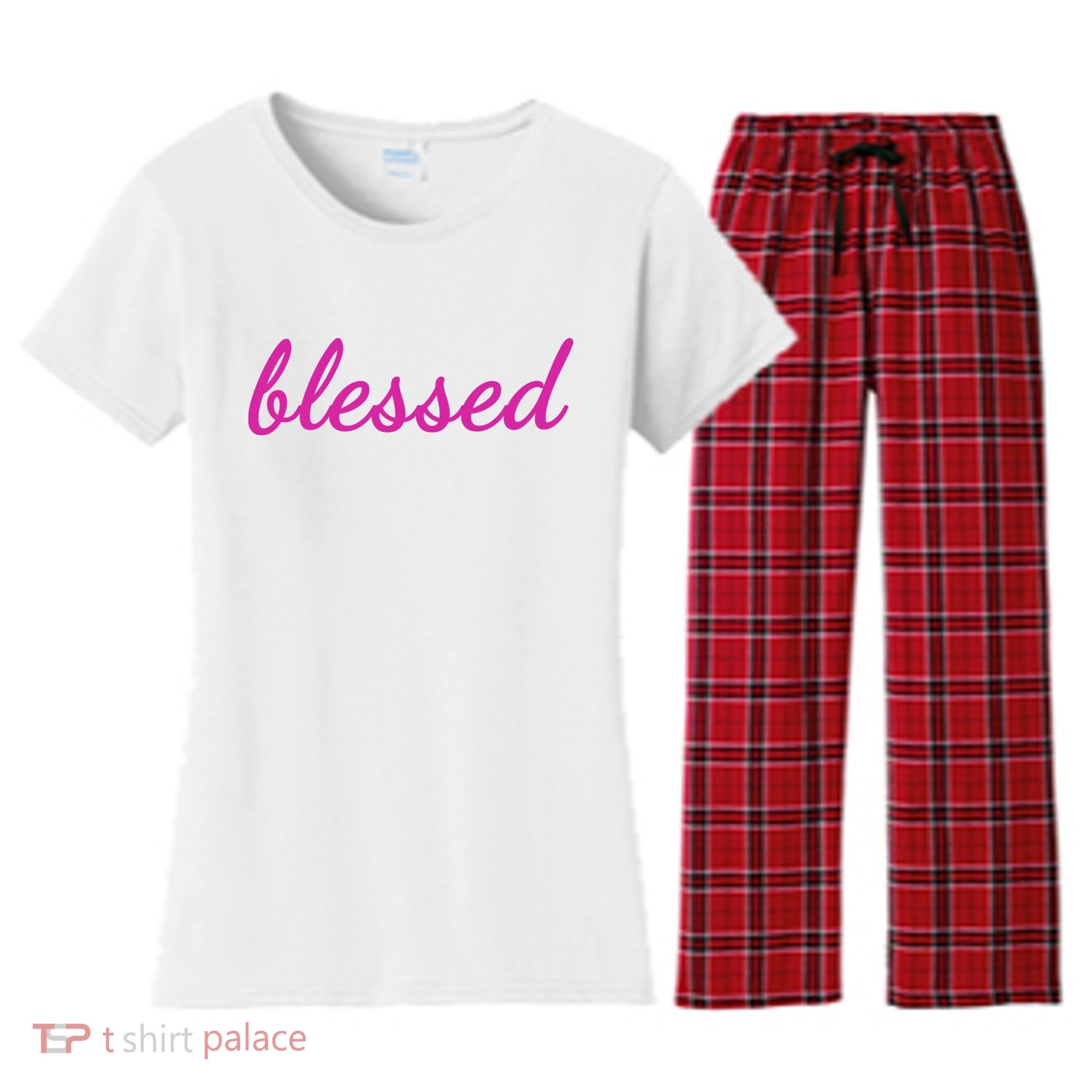 Blessed Pink Christian Women's Flannel Pajama Set