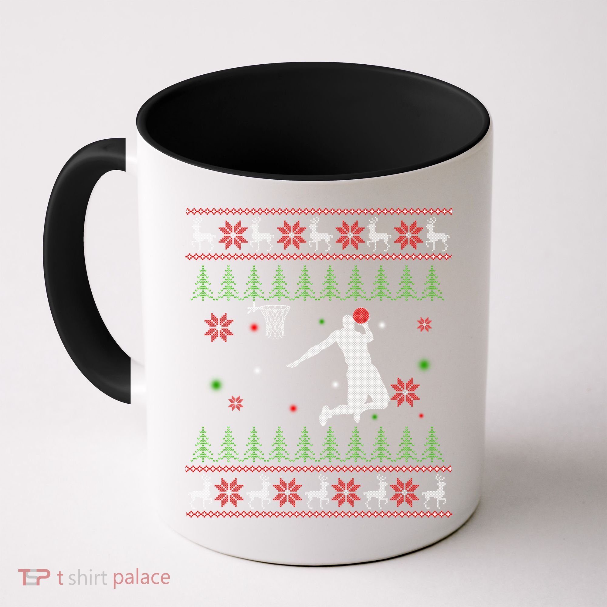 Basketball Player Christmas Cool Ugly Xmas Santa Reindeer Gift Coffee Mug