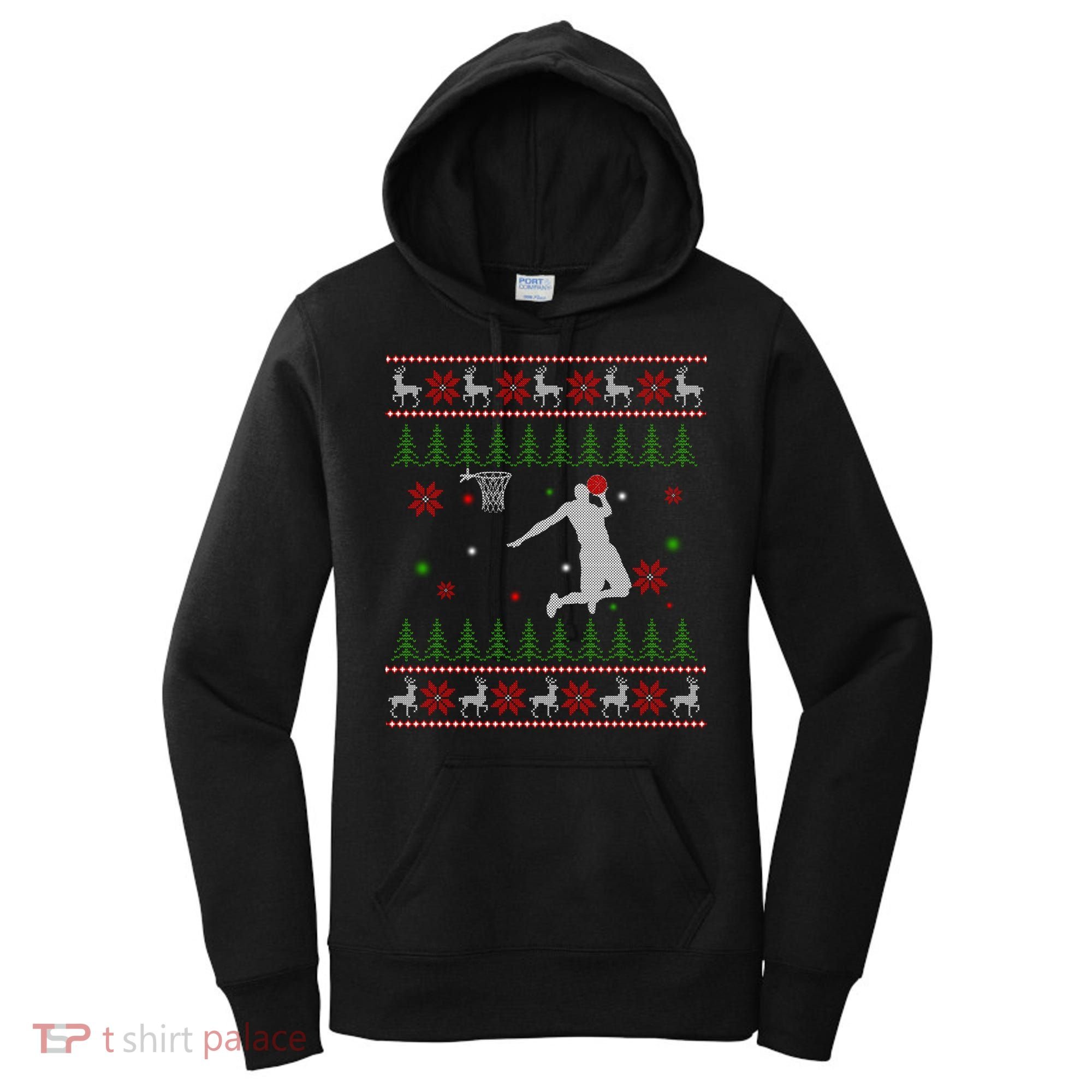 Basketball Player Christmas Cool Ugly Xmas Santa Reindeer Gift Women's Hoodie