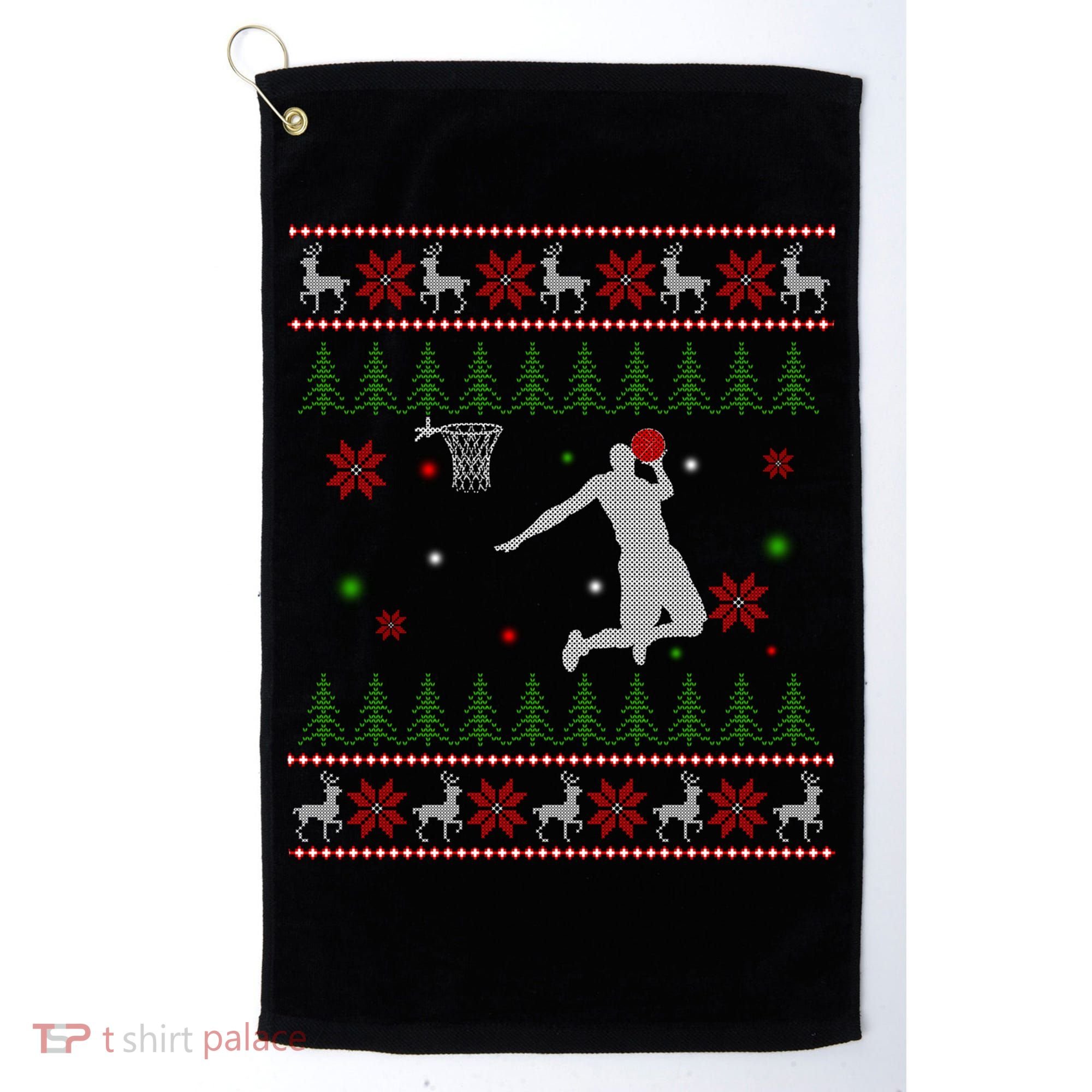 Basketball Player Christmas Cool Ugly Xmas Santa Reindeer Gift Golf Towel