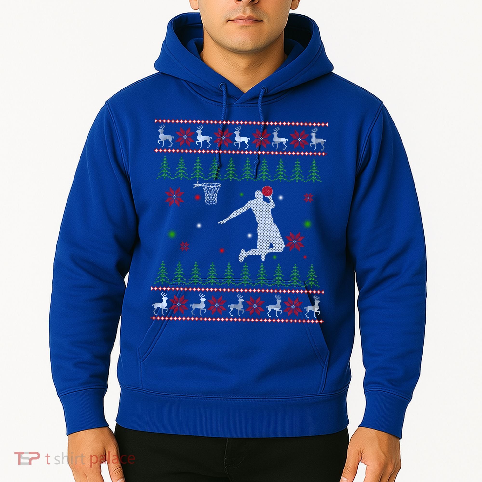 Basketball Player Christmas Cool Ugly Xmas Santa Reindeer Gift Hoodie