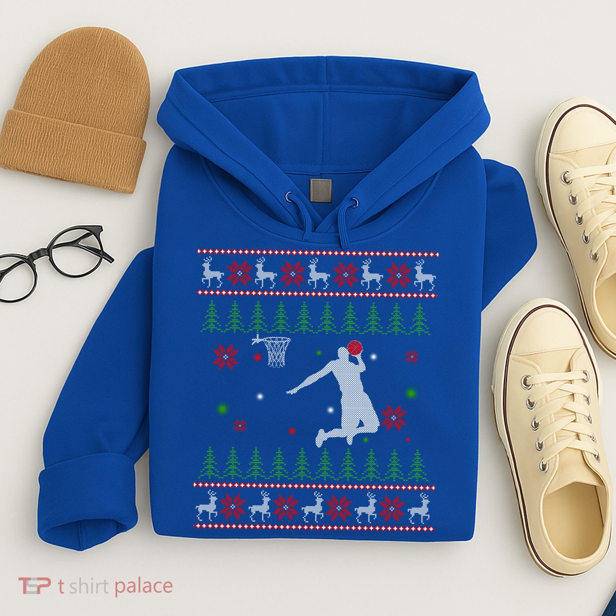 Basketball Player Christmas Cool Ugly Xmas Santa Reindeer Gift Hoodie