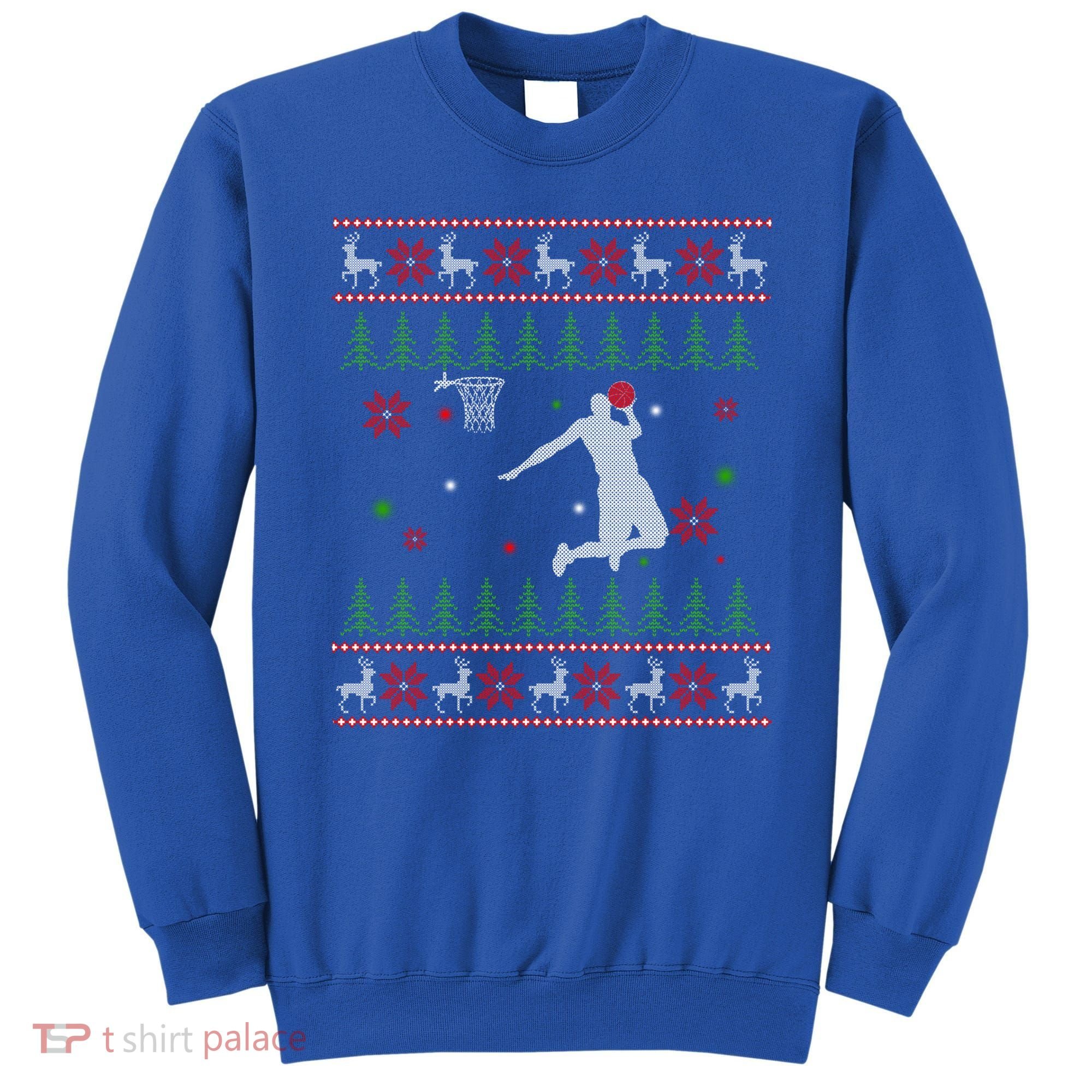 Basketball Player Christmas Cool Ugly Xmas Santa Reindeer Gift Sweatshirt