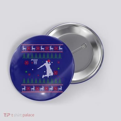 Basketball Player Christmas Cool Ugly Xmas Santa Reindeer Gift Button