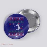 Basketball Player Christmas Cool Ugly Xmas Santa Reindeer Gift Button thumb 0