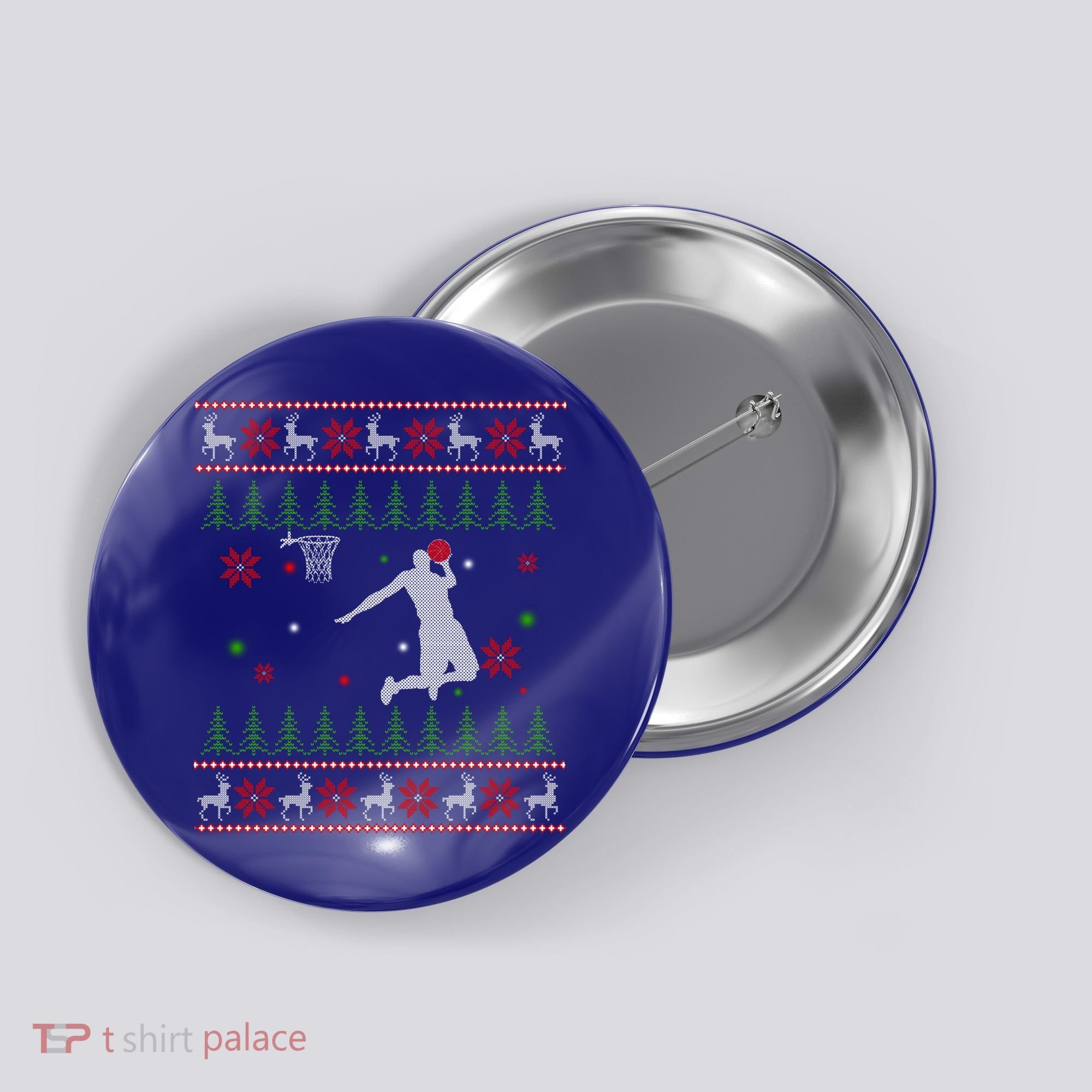 Basketball Player Christmas Cool Ugly Xmas Santa Reindeer Gift Button