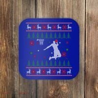 Basketball Player Christmas Cool Ugly Xmas Santa Reindeer Gift Coaster thumb 0
