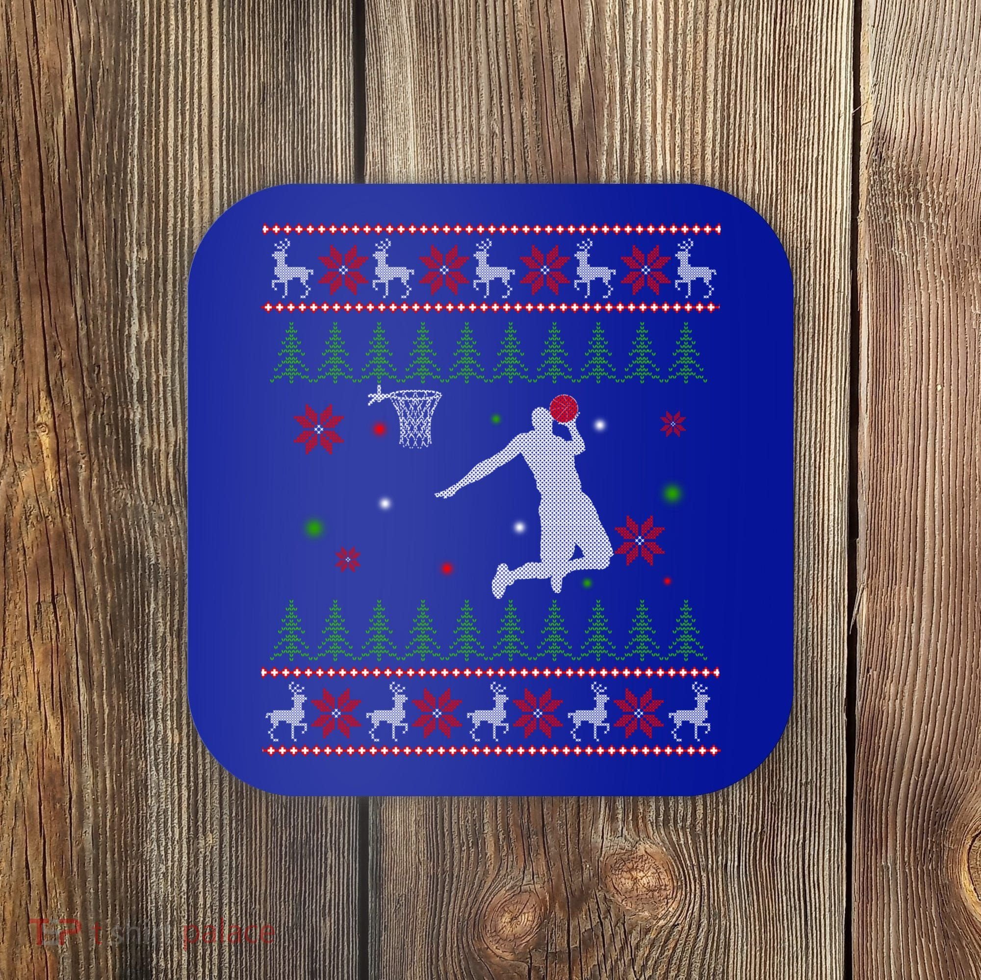 Basketball Player Christmas Cool Ugly Xmas Santa Reindeer Gift Coaster