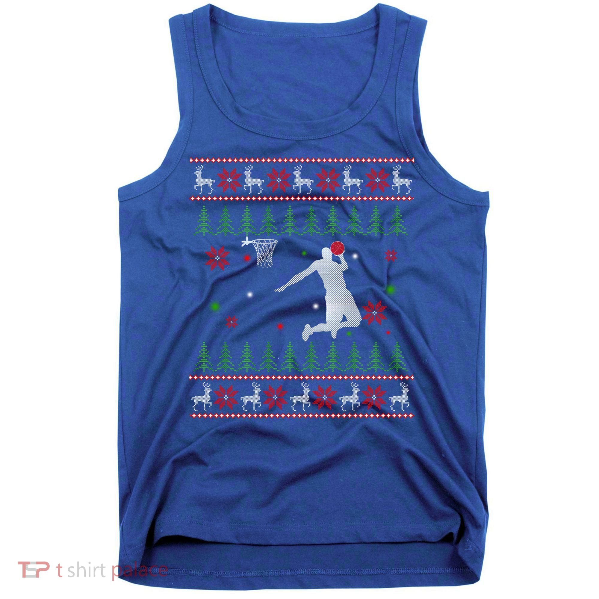 Basketball Player Christmas Cool Ugly Xmas Santa Reindeer Gift Tank Top