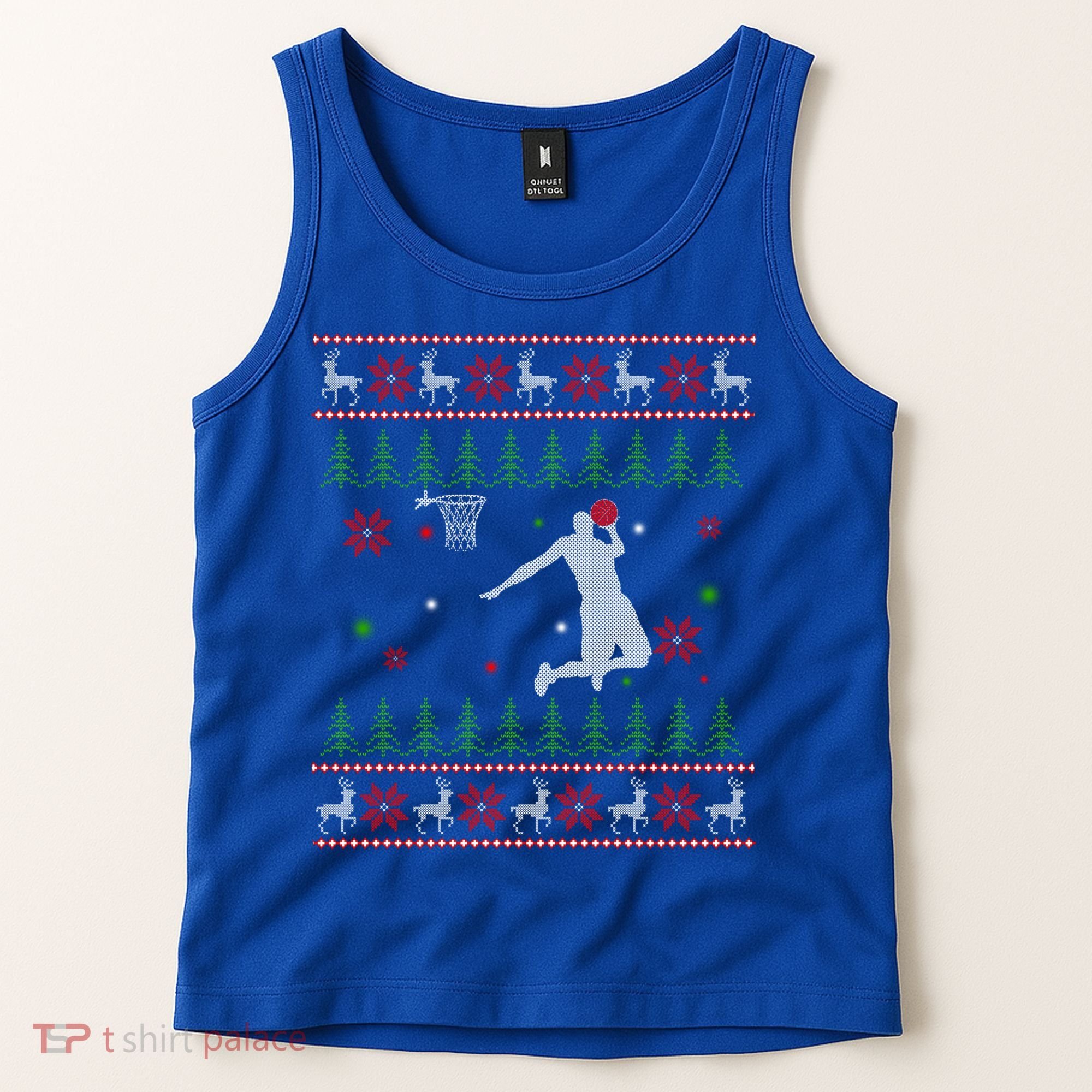 Basketball Player Christmas Cool Ugly Xmas Santa Reindeer Gift Tank Top