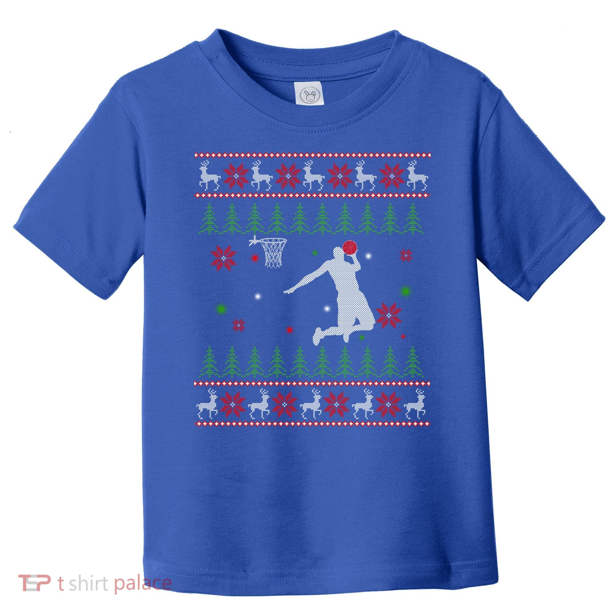 Basketball Player Christmas Cool Ugly Xmas Santa Reindeer Gift Toddler T-Shirt