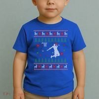 Basketball Player Christmas Cool Ugly Xmas Santa Reindeer Gift Toddler T-Shirt thumb 2