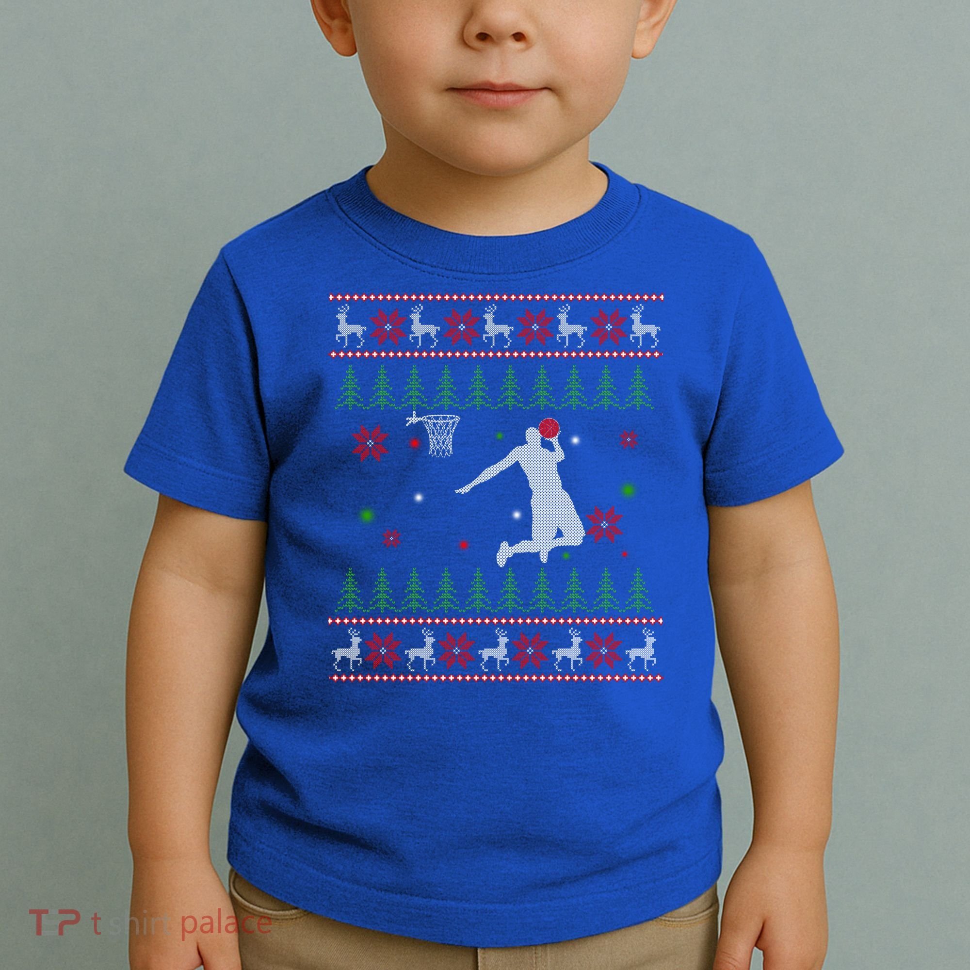 Basketball Player Christmas Cool Ugly Xmas Santa Reindeer Gift Toddler T-Shirt