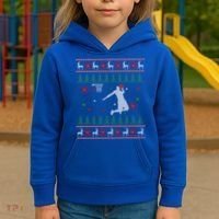 Basketball Player Christmas Cool Ugly Xmas Santa Reindeer Gift Kids Hoodie thumb 3