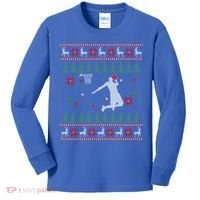 Basketball Player Christmas Cool Ugly Xmas Santa Reindeer Gift Kids Long Sleeve Shirt thumb 0