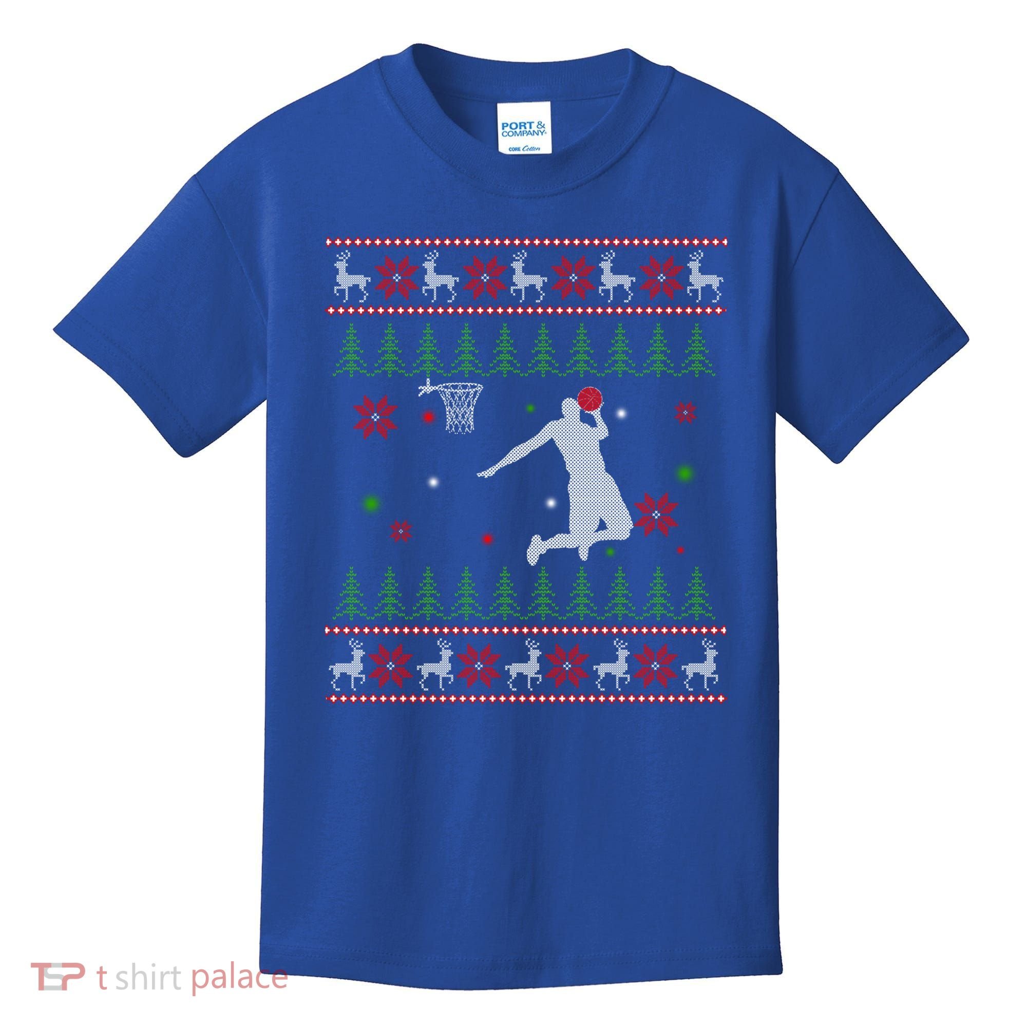 Basketball Player Christmas Cool Ugly Xmas Santa Reindeer Gift Kids T-Shirt