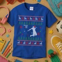 Basketball Player Christmas Cool Ugly Xmas Santa Reindeer Gift Kids T-Shirt thumb 3