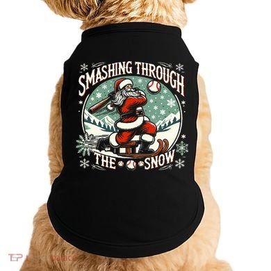 Baseball Player Christmas Santa Smashing Through The Snow  Doggie Tank