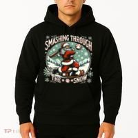 Baseball Player Christmas Santa Smashing Through The Snow  Hoodie thumb 2