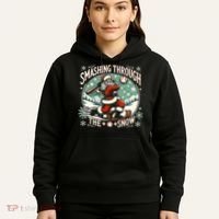 Baseball Player Christmas Santa Smashing Through The Snow  Hoodie thumb 5