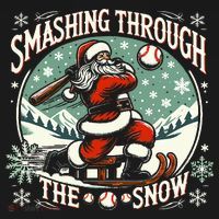 Baseball Player Christmas Santa Smashing Through The Snow  Long Sleeve Shirt thumb 2