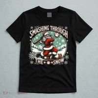 Baseball Player Christmas Santa Smashing Through The Snow  T-Shirt thumb 5
