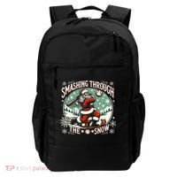 Baseball Player Christmas Santa Smashing Through The Snow  Backpack thumb 0