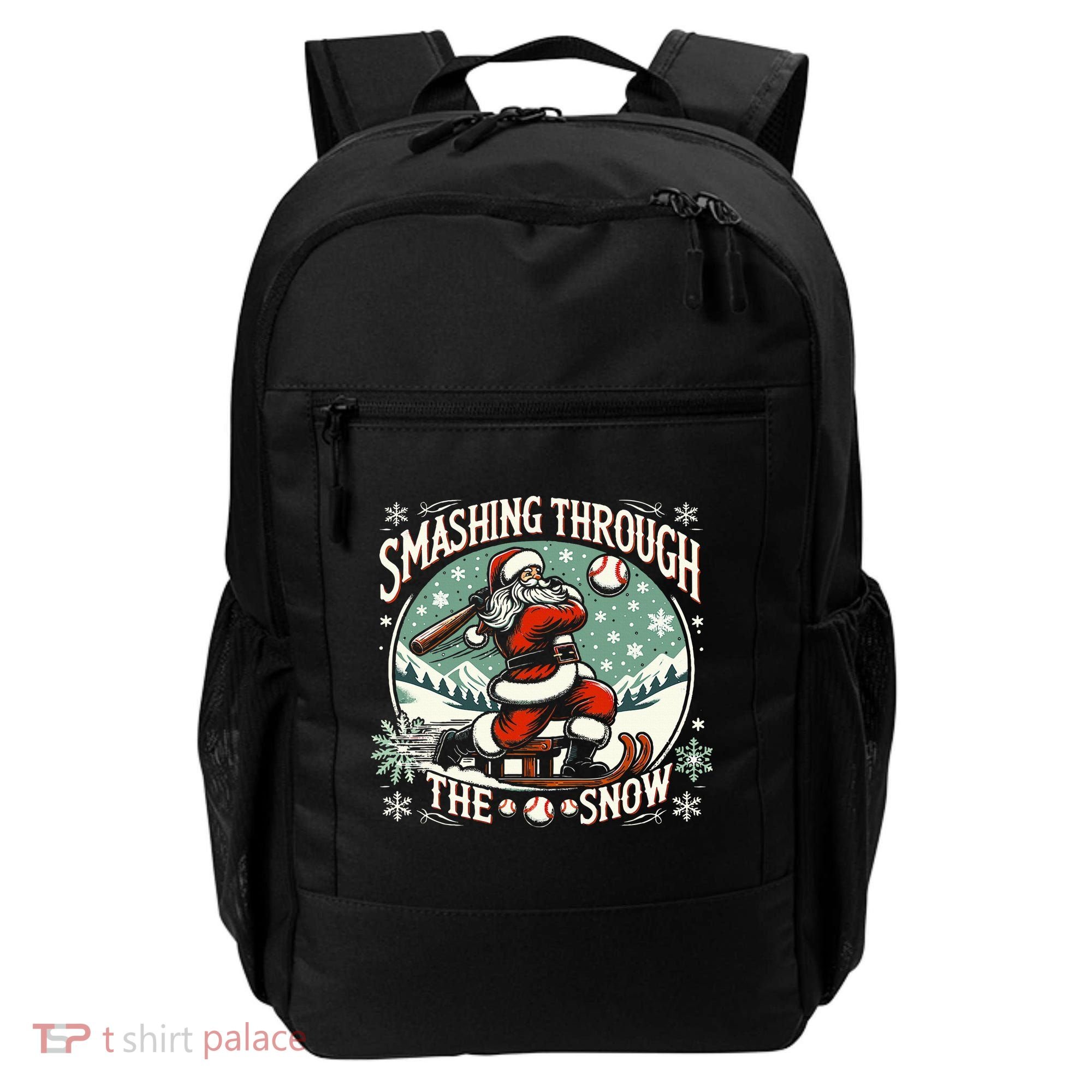 Baseball Player Christmas Santa Smashing Through The Snow  Backpack