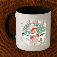 Baseball Player Christmas Santa Smashing Through The Snow  Coffee Mug thumb 2