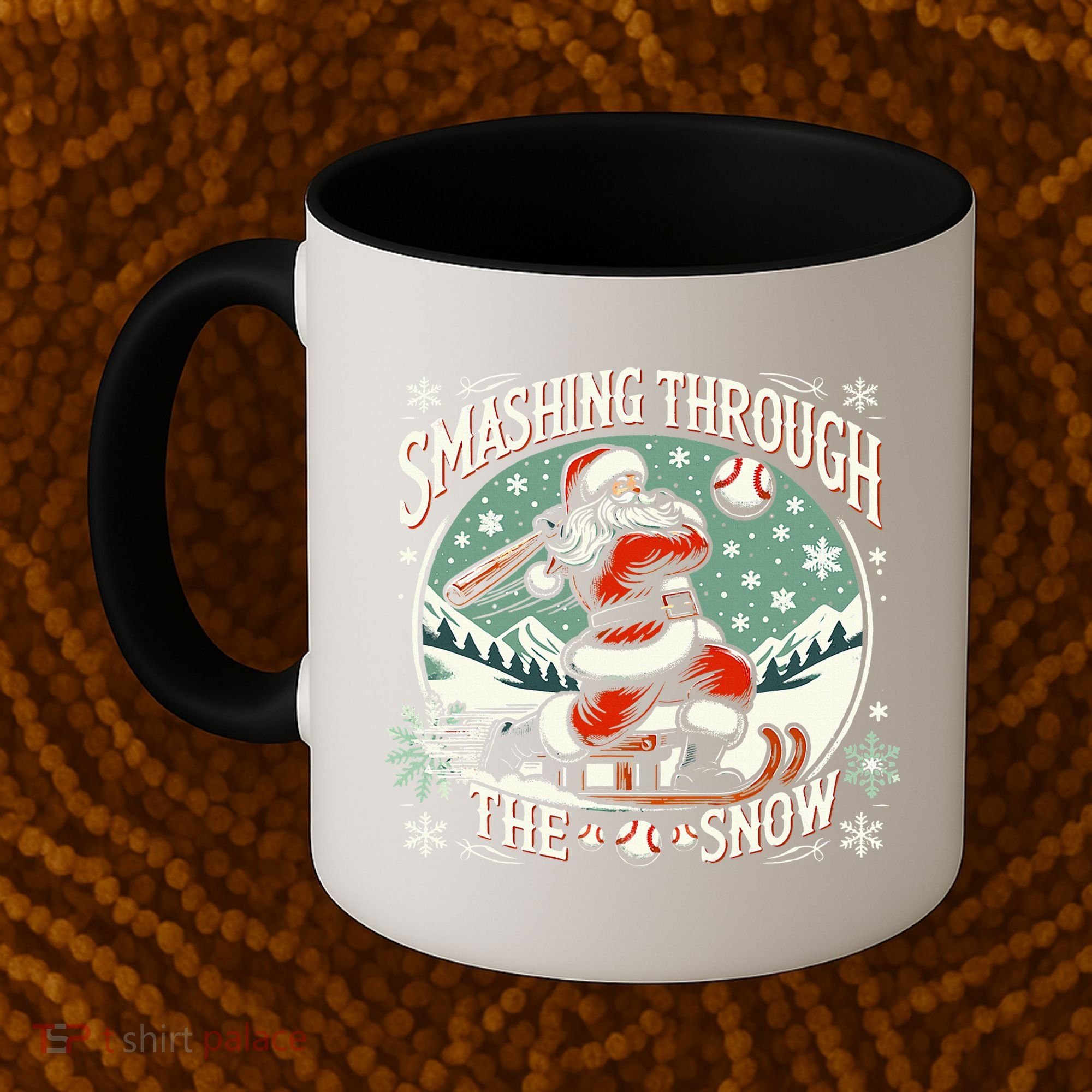 Baseball Player Christmas Santa Smashing Through The Snow  Coffee Mug